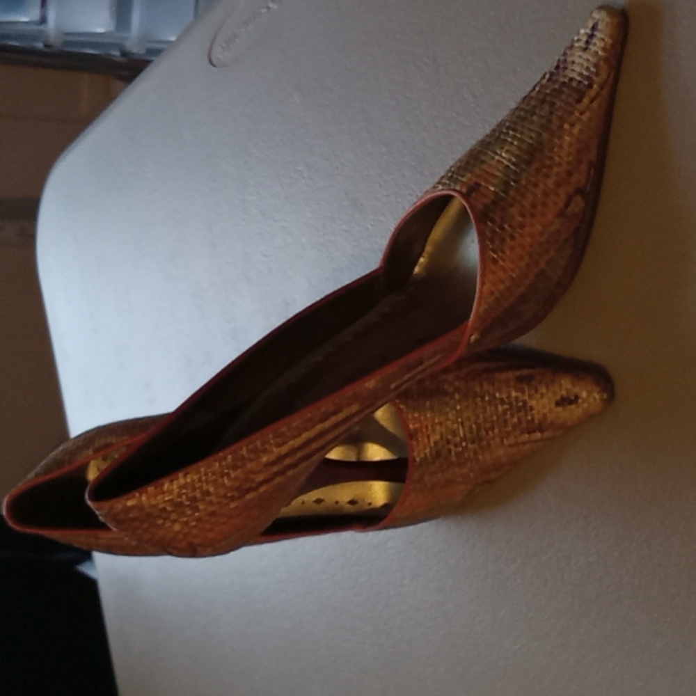 BCBGIRLS" SHOES  multi color rust other rim with brown orange beige green